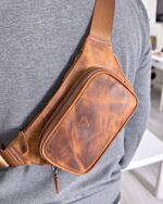 Hakiki Deri Çapraz Çanta Cross Body Çanta - Fındık - 2085