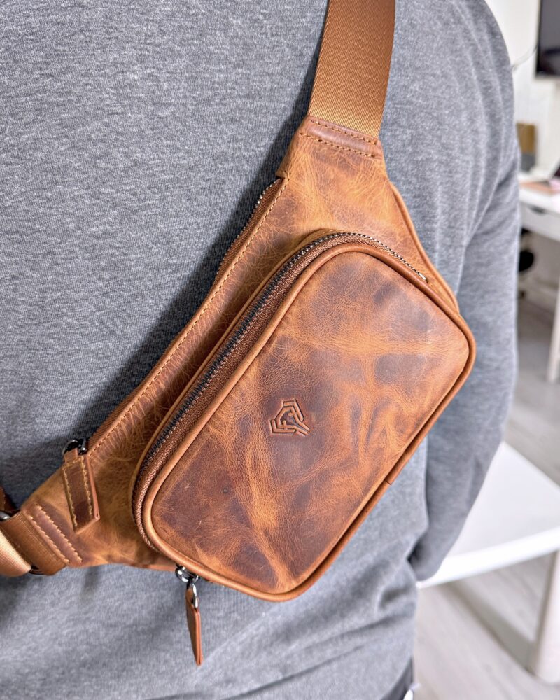 Hakiki Deri Çapraz Çanta Cross Body Çanta - Fındık - 2085